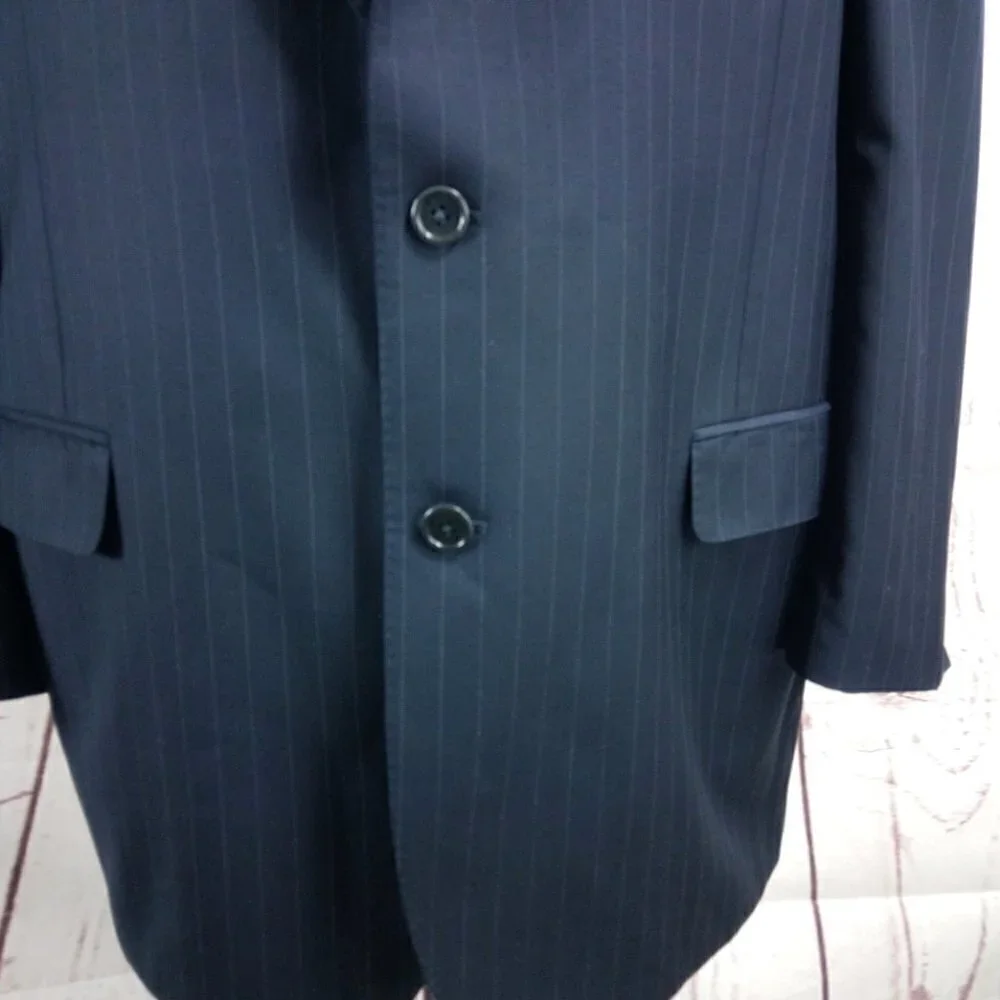 Jos A Bank Signature Gold 46R 2 Button Blue Striped Suit Blazer Sport Coat